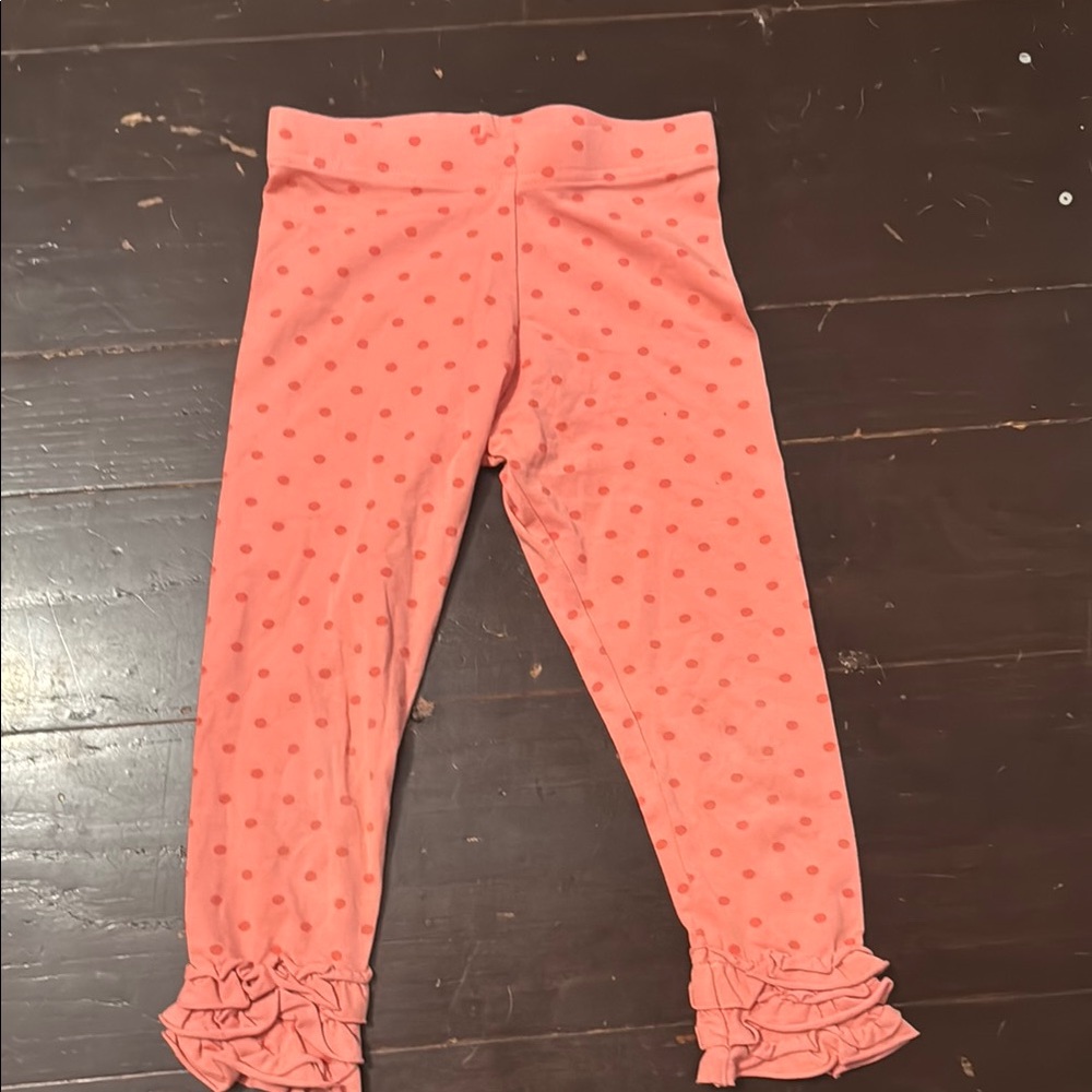 Matilda Jane Pink Polka Dot Ruffle Leggings Girls size 6